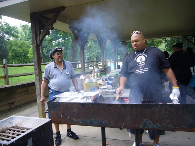 Our guys man the grill! Ira and Brian doin their thing.  Delish!!